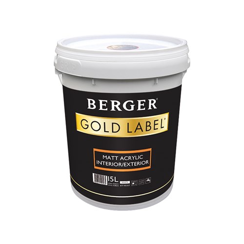 Berger Gold Label Acrylic Interior / Exterior Matt White 15L